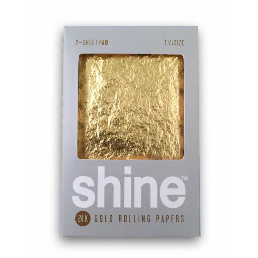 Shine Paper 24k 2 Rolling Papers in Gold 1 1/4 size Shine Blatt zum Rollen