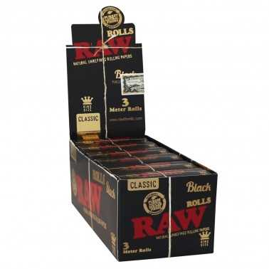 Scatola di rotoli Raw Black King Size 3m (12 pezzi) RAW Prodotti