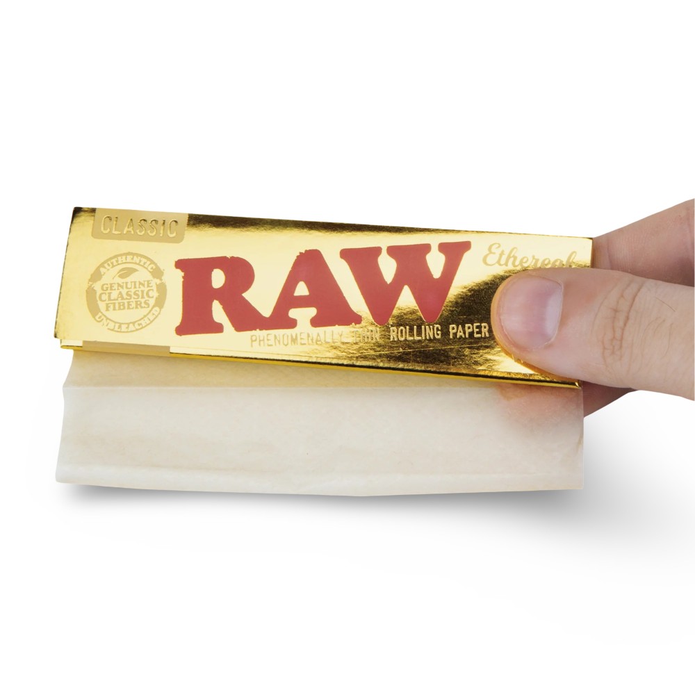 Karton mit Rolling Papers RAW Ethereal King Size Wide RAW Raucherzubehör
