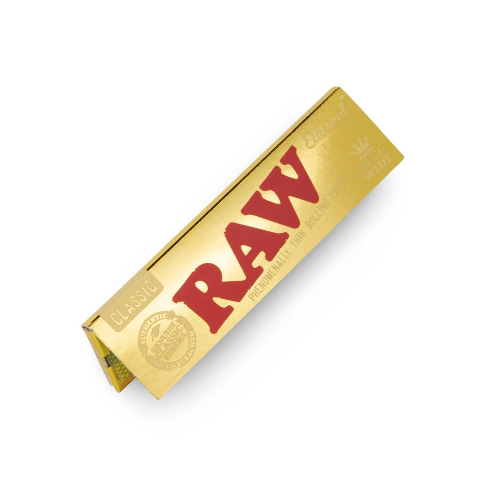 Karton mit Rolling Papers RAW Ethereal King Size Wide RAW Raucherzubehör