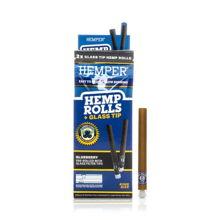 Hemper Hemp Rolls Blueberry + Glass Tips King Size Hemper Raucherzubehör