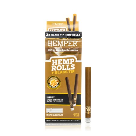 Hemper Hemp Rolls Honey + Glass Tips King Size Hemper Raucherzubehör