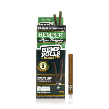 Rotoli di canapa naturale + punte di vetro King Size Hemper Accessori per fumatori