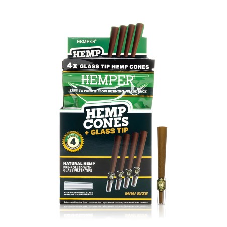 Hemper Hemp Cones Natural + Glass Tips Mini (4 Stück) Hemper Blunts