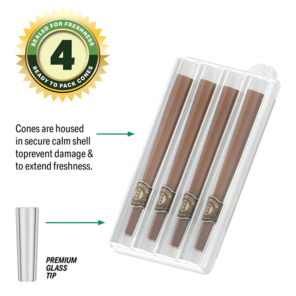 Coni di canapa Hemper Blueberry + punte di vetro Mini (4 pezzi) Hemper Blunt