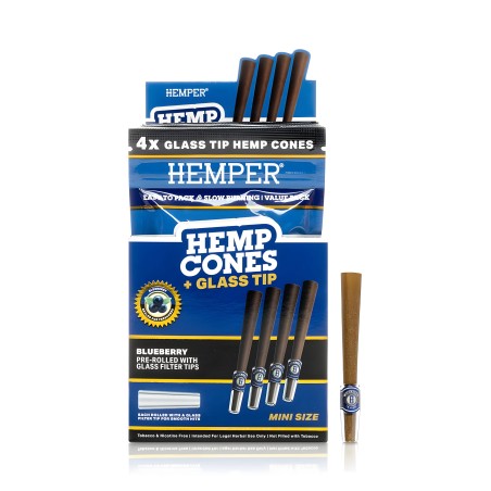 Hemper Hemp Cones Blueberry + Glass Tips Mini (4 Stück) Hemper Blunts