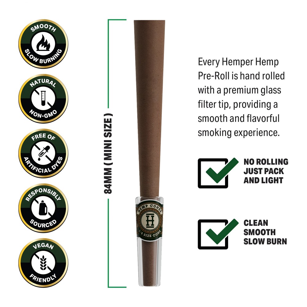 Hemper Hemp Cones Grape + Glass Tips Mini (4 pièces) Hemper Blunts
