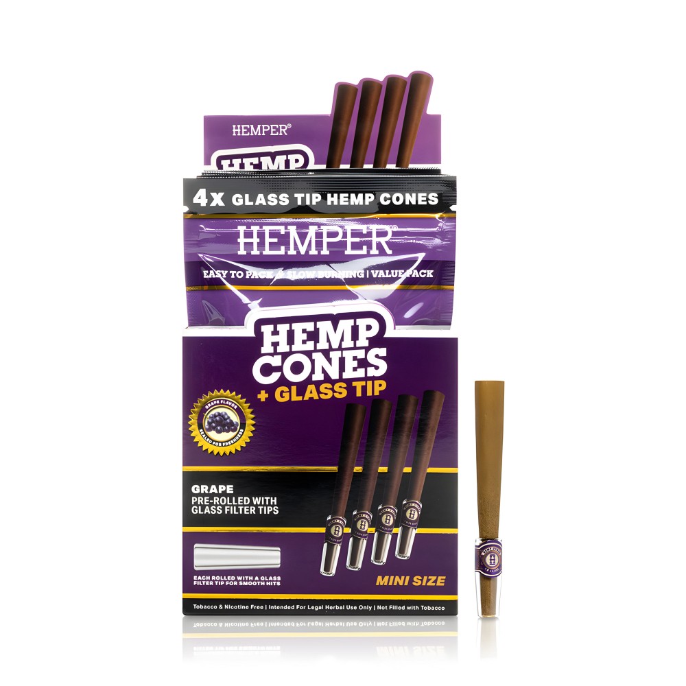 Hemper Hemp Cones Grape + Glass Tips Mini (4 Stück) Hemper Blunts