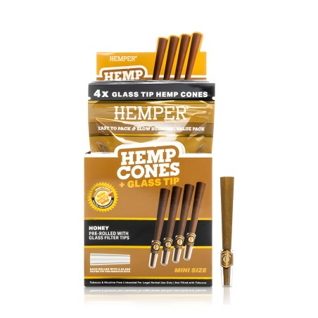 Hemper Hemp Cones Honey + Glass Tips Mini (4 Stück) Hemper Blunts