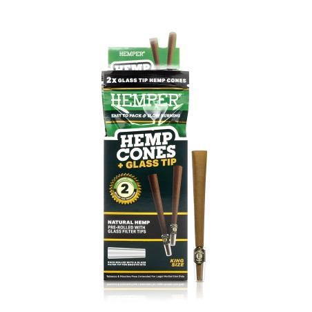 Coni di canapa Hemper naturali + punte di vetro Dimensione King Hemper Accessori per fumatori