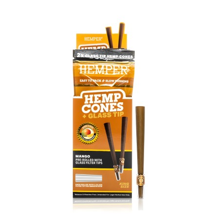 Coni di canapa Hemper Mango + punte di vetro Dimensione King Hemper Accessori per fumatori