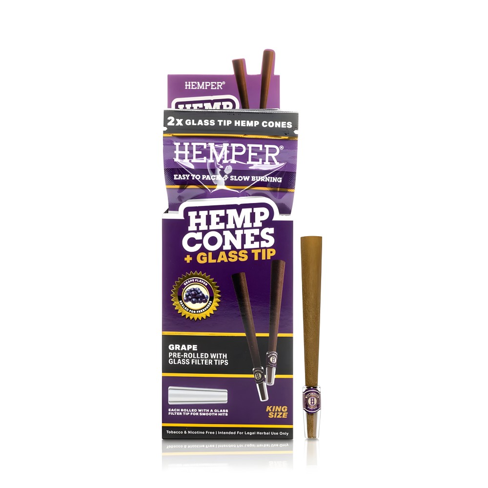 Coni di canapa Hemper Uva + punte di vetro Dimensione King Hemper Accessori per fumatori