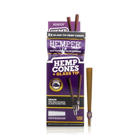 Coni di canapa Hemper Uva + punte di vetro Dimensione King Hemper Accessori per fumatori