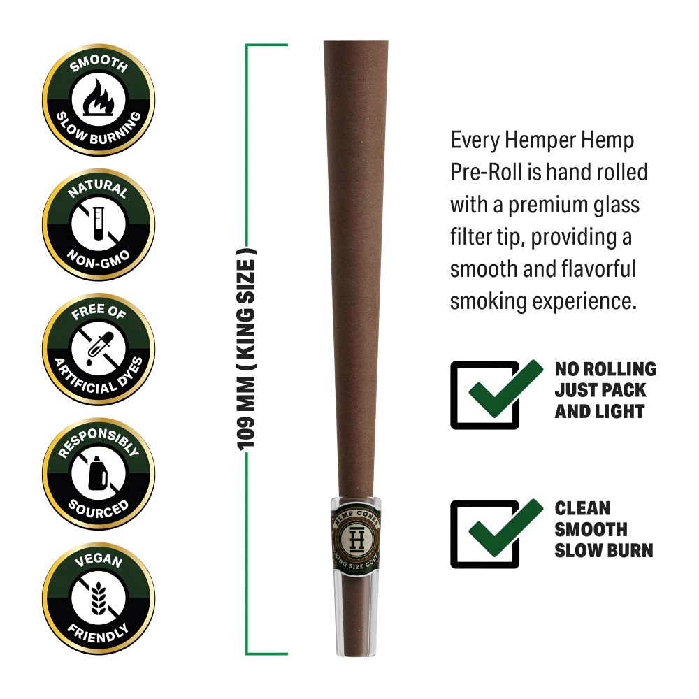 Hemper Hemp Cones Grape + Glass Tips King Size Hemper Accessoires fumeurs