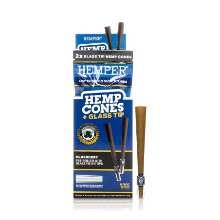 Hemper Hemp Cones Blueberry + Glass Tips King Size Hemper Raucherzubehör