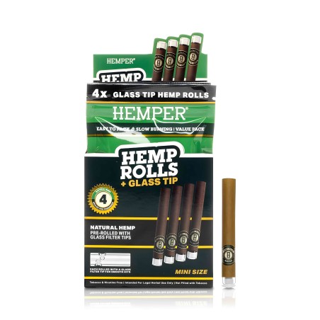 Hemper Hemp Rolls Natural + Glass Tips Mini (4 Stück) Hemper Blunts