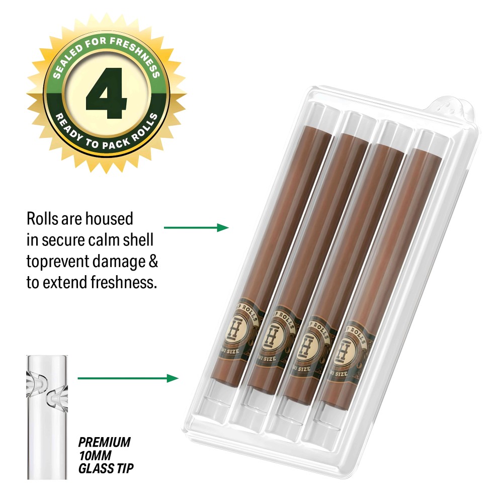 Hemper Hemp Rolls Natural + Glass Tips Mini (4 pièces) Hemper Blunts