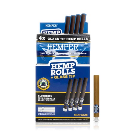 Hemper Hemp Rolls Blueberry + Glass Tips Mini (4 pièces) Hemper Blunts