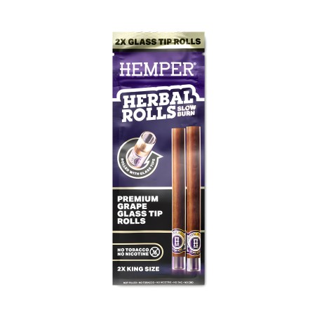 Hemper Herbal Rolls Grape + Glass Tips King Size Hemper Raucherzubehör