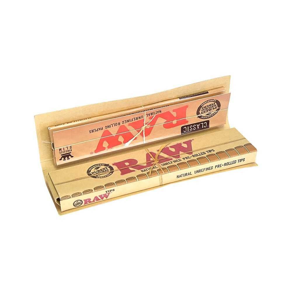Raw Slim Connoisseur + Tips pré-roulé RAW Feuille à rouler