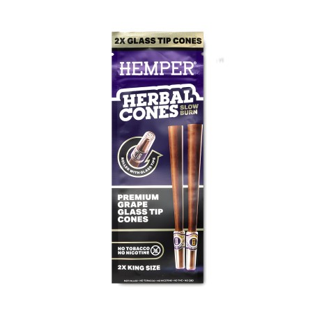 Hemper Herbal Cones Grape + Glass Tips King Size Hemper Raucherzubehör