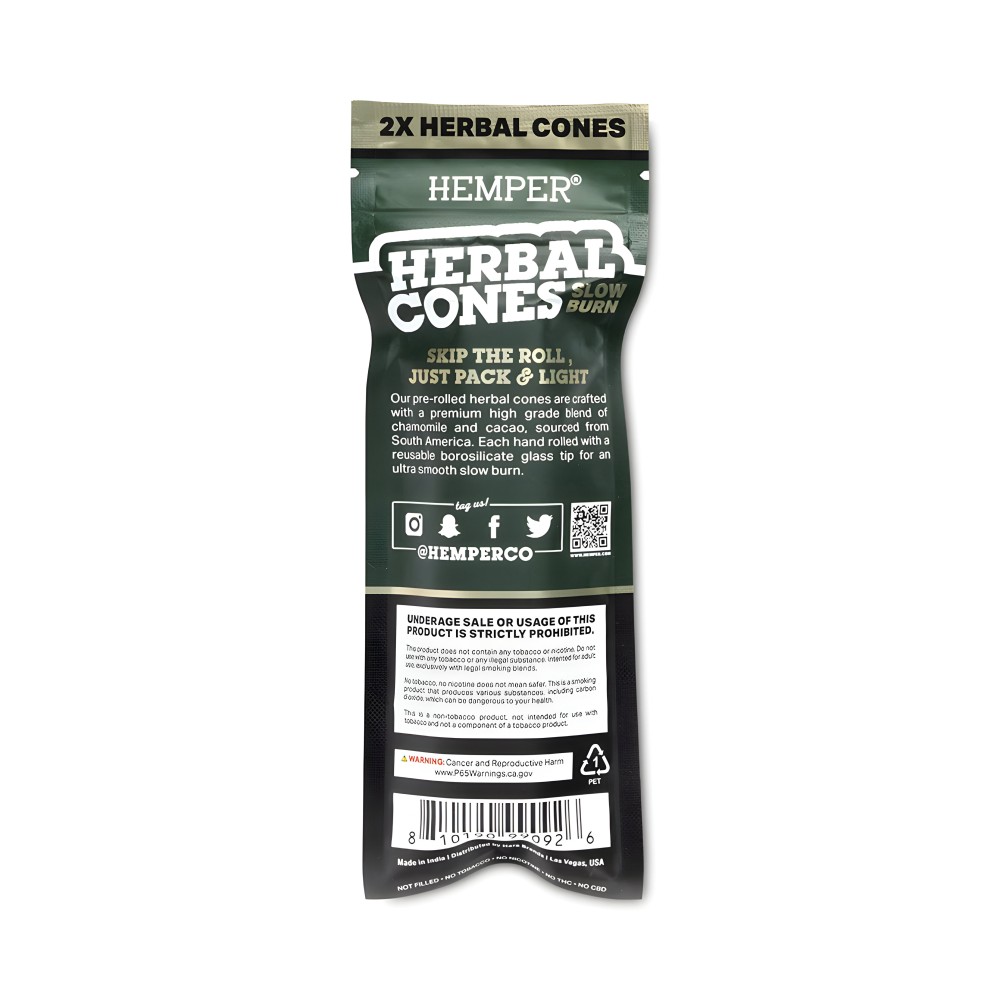 Hemper Herbal Cone Natural + Glass Tips King Size Hemper Raucherzubehör