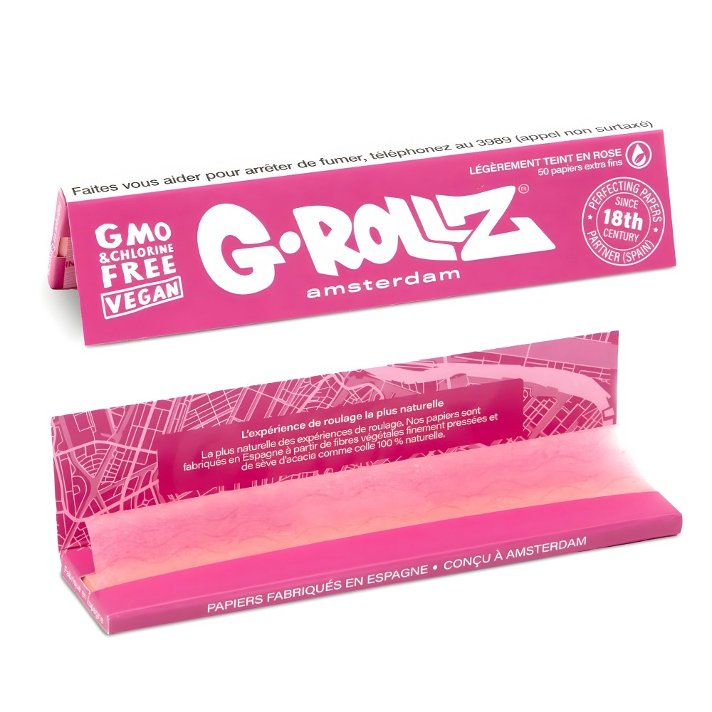 Carton de feuilles à rouler G-Rollz Lightly Dyed Pink KSS (2500 feuilles) G-Rollz Produits