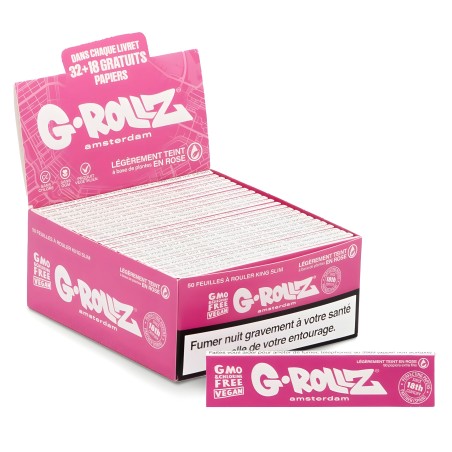 Scatola di cartine da rollare G-Rollz Lightly Dyed Pink KSS (2500 fogli) G-Rollz Prodotti