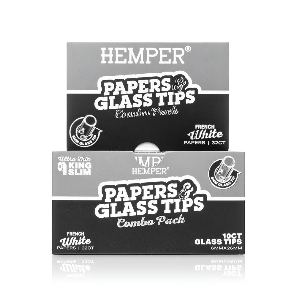 Karton mit Rolling Papers White + Glasfilter 6 mm Hemper Hemper Produkte