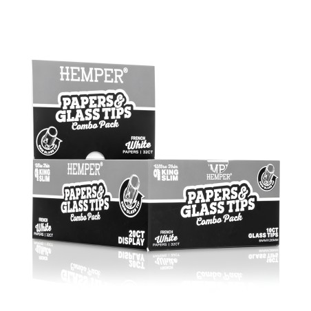 Karton mit Rolling Papers White + Glasfilter 6 mm Hemper Hemper Produkte