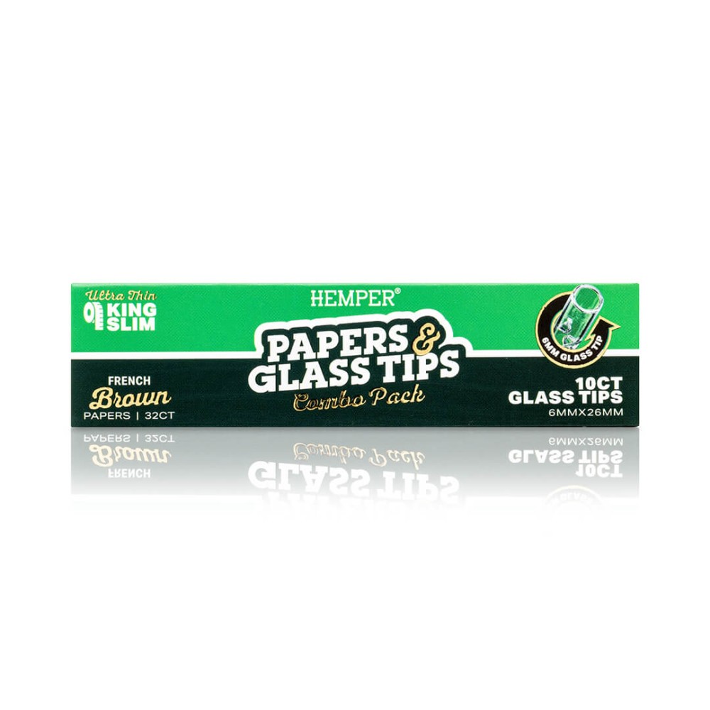Karton mit Brown Rolling Papers + Glasfilter 6 mm Hemper Hemper Produkte