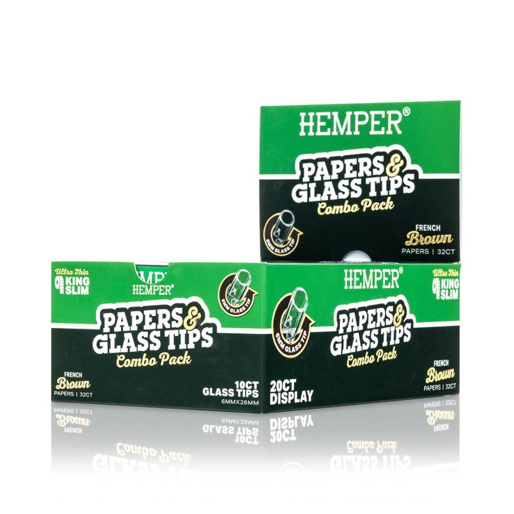 Scatola di fogli rotolanti marrone + filtri in vetro Hemper 6 mm Hemper Prodotti