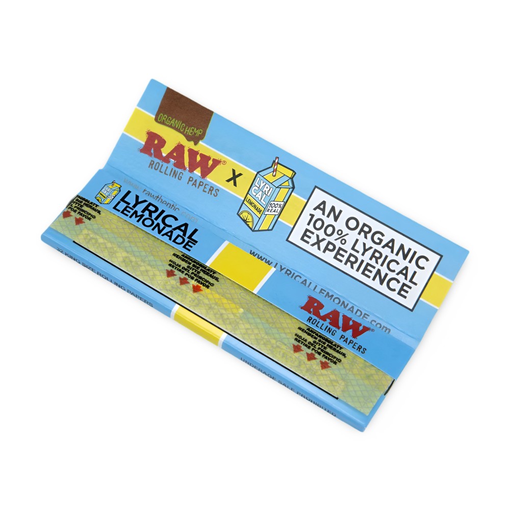 Karton mit Rolling Papers RAW x Lyrical Lemonade King Size Wide RAW Raucherzubehör