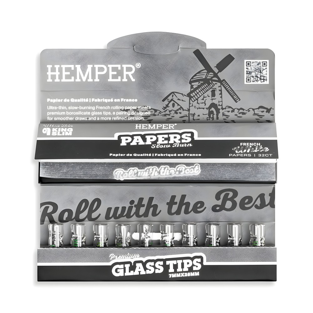 Box of White rolling papers + 7 mm Hemper glass filters Hemper Products
