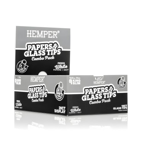 Box of White rolling papers + 7 mm Hemper glass filters Hemper Products