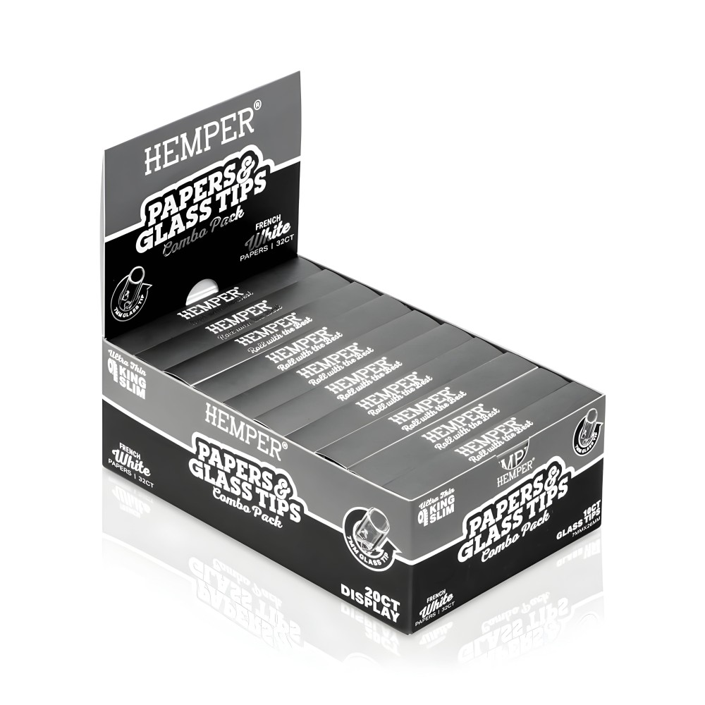Box of White rolling papers + 7 mm Hemper glass filters Hemper Products