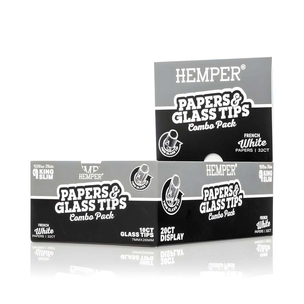 White Rolling Papers + 7 mm Hemper Glass Filters Hemper Products