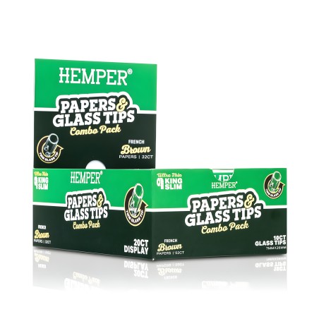 Box of Brown rolling papers + 7 mm Hemper glass filters Hemper Products