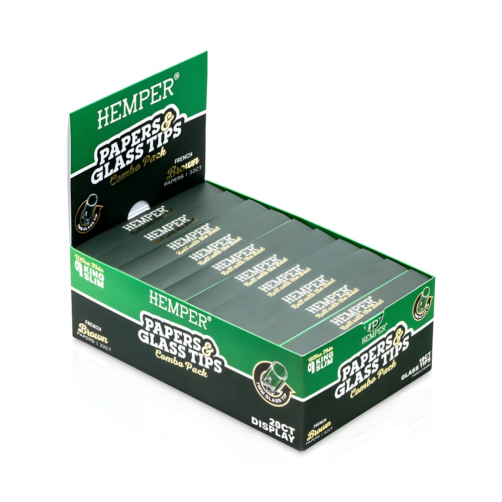 Box of Brown rolling papers + 7 mm Hemper glass filters Hemper Products