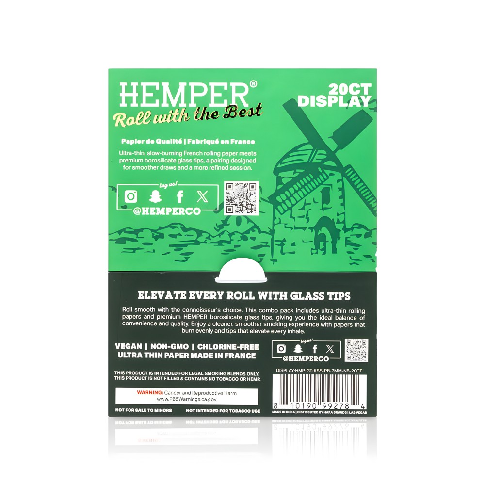 Brown Rolling Papers + 7 mm Hemper Glass Filters Hemper Products