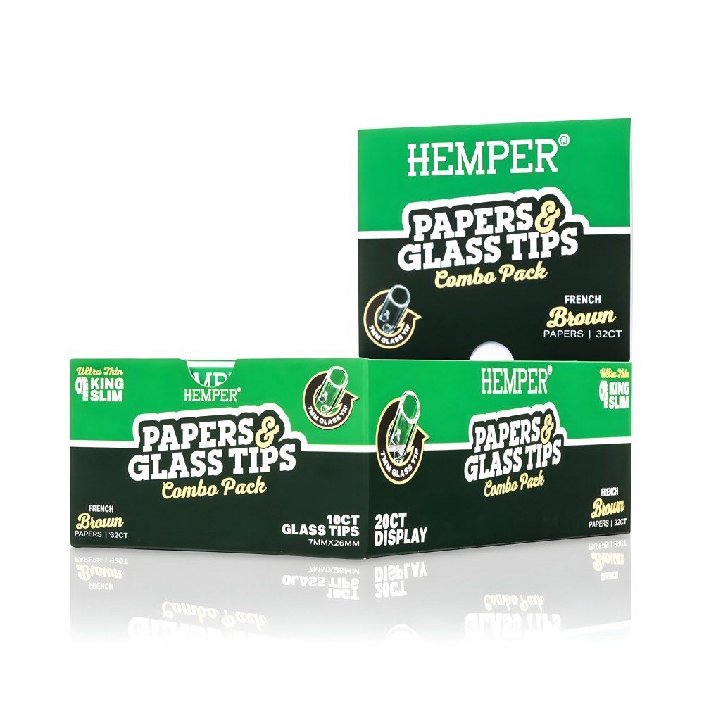 Brown Rolling Papers + 7 mm Hemper Glass Filters Hemper Products