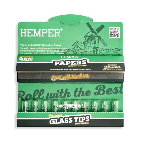 Brown Rolling Papers + 7 mm Hemper Glass Filters Hemper Products