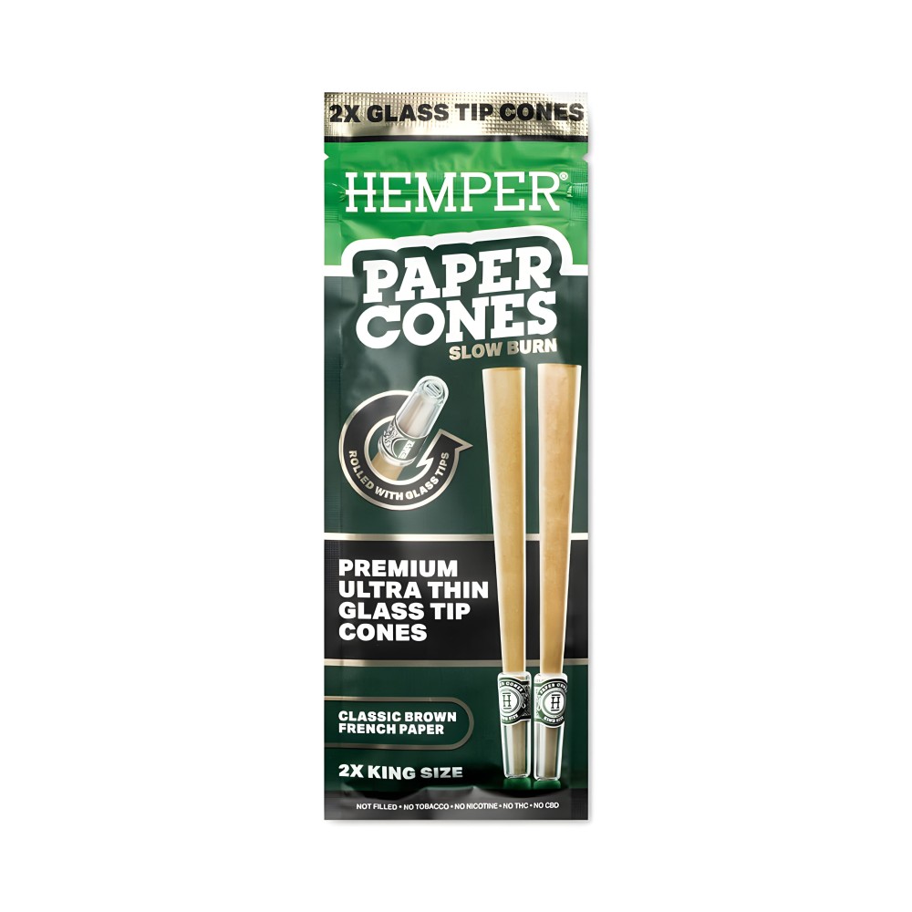 Hemper King Size Glas-Spitzen-Papierkegel, braun Hemper Raucherzubehör