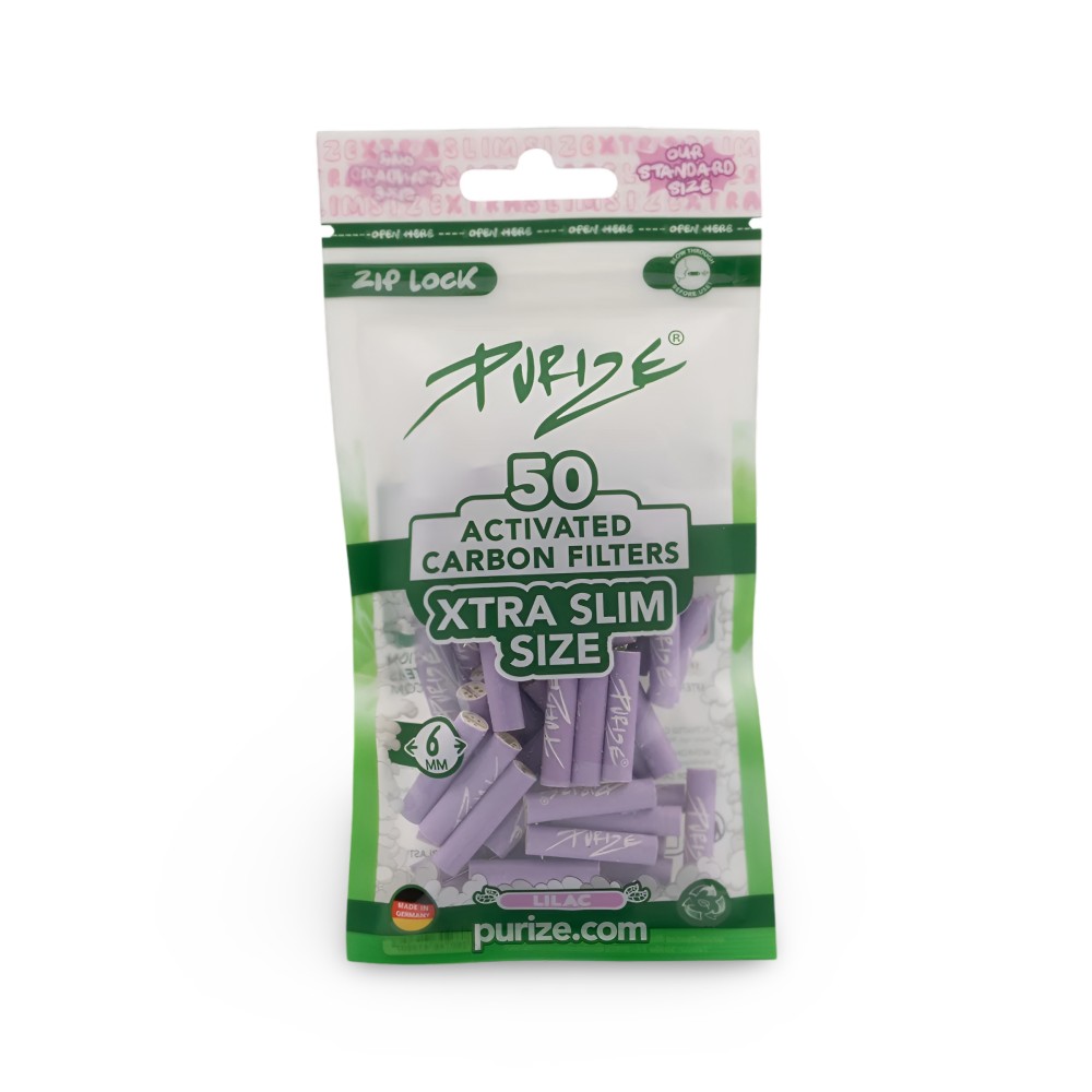 PURIZE XTRA Slim Lilac 6 mm - 50 Aktivkohlefilter PURIZE Produkte