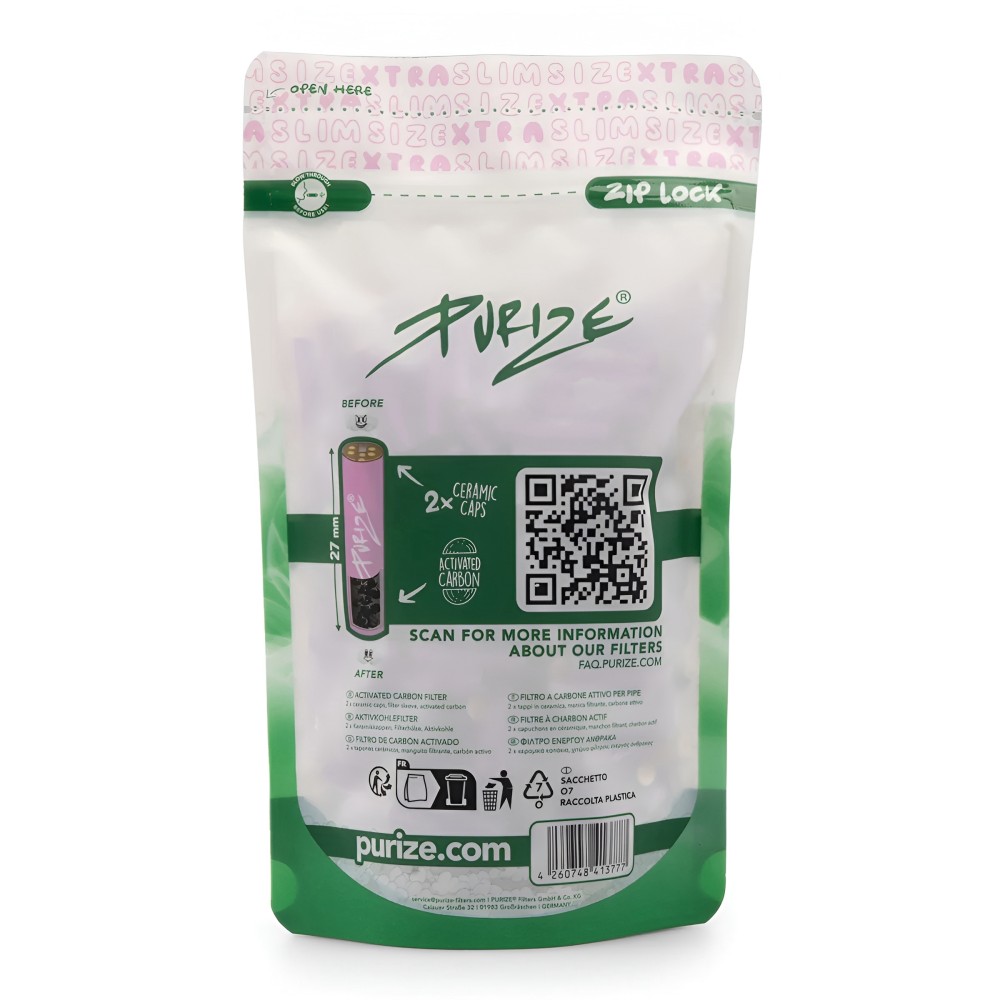 PURIZE XTRA Slim Lilac 6 mm - 250 Aktivkohlefilter PURIZE Produkte
