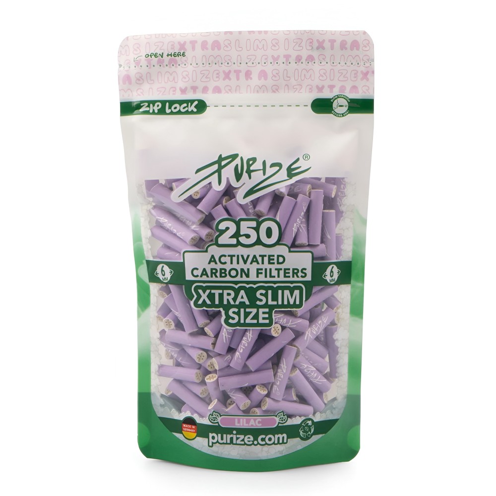 PURIZE XTRA Slim Lilac 6 mm - 250 Activated Carbon Filters PURIZE Products