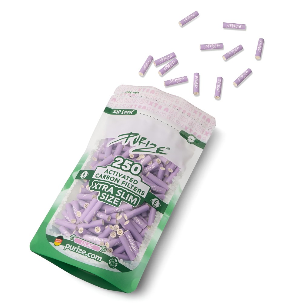 PURIZE XTRA Slim Lilac 6 mm - 250 filtres à charbon actif PURIZE Produits