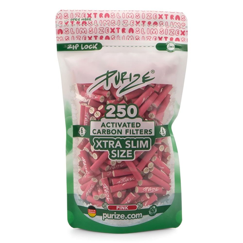 PURIZE XTRA Slim Pink 6 mm - 250 Aktivkohlefilter PURIZE Produkte