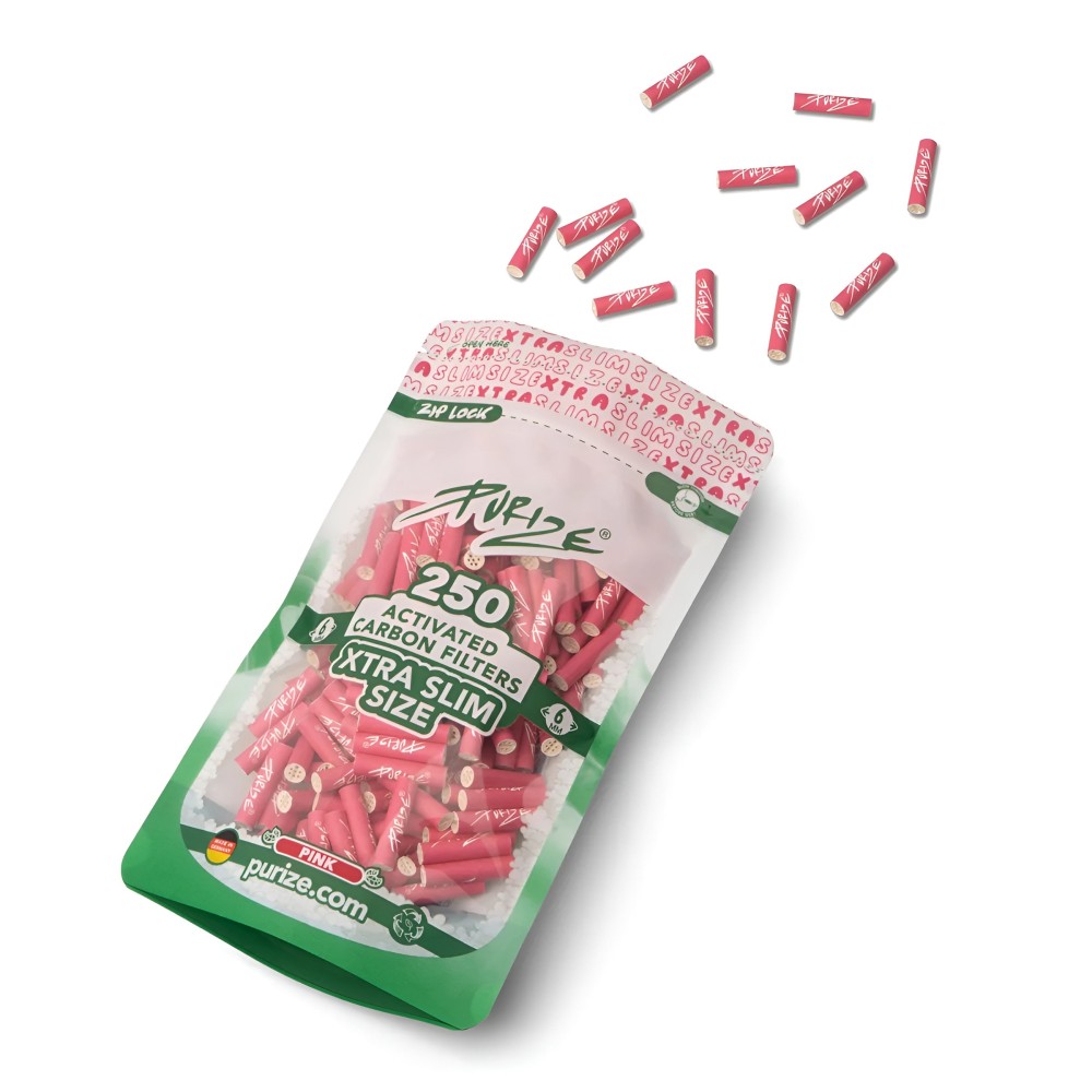 PURIZE XTRA Slim Pink 6 mm - 250 Aktivkohlefilter PURIZE Produkte
