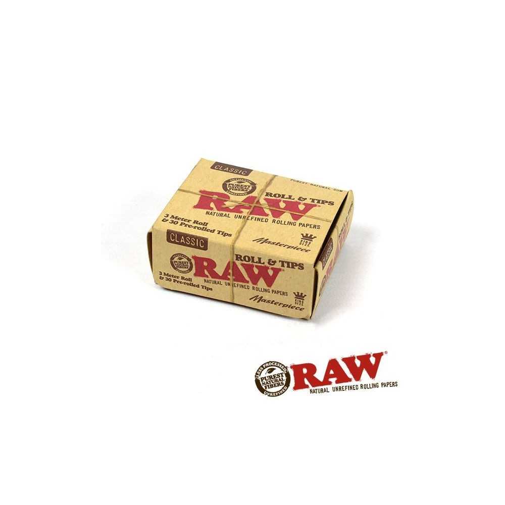 Rotoli crudi King Size Slim + suggerimenti Masterpiece RAW Foglio di laminazione